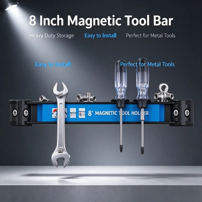 Stocking Stuffers 8/12/18 Inch Magnetic Tool Holder Bar, Heavy Duty Metal Space Saving Tool Organizer Rack, Hand Tool Storage