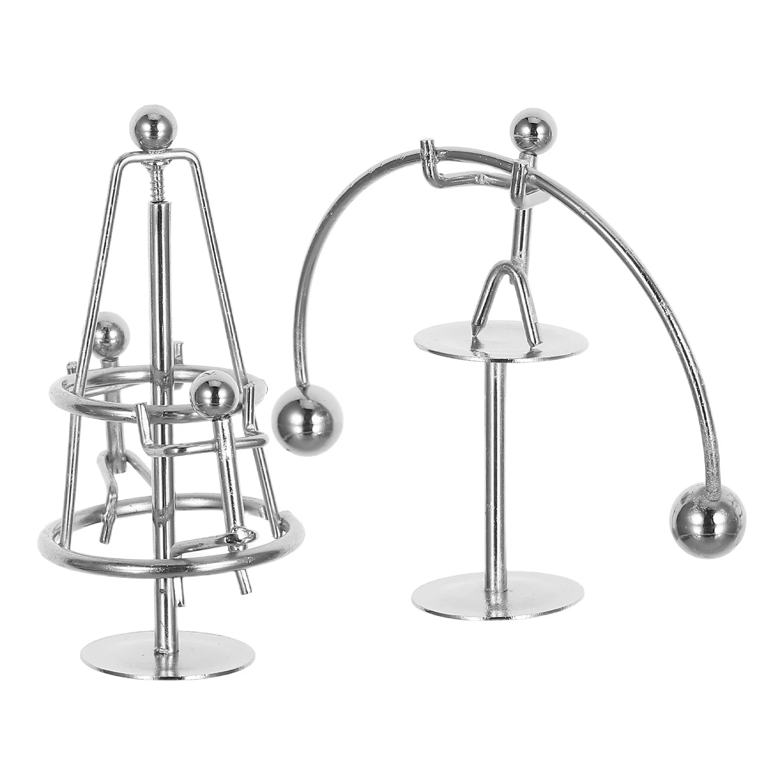 

2Pcs Iron Mini Balance Ball Desk Sculpture Perpetual Motion Physics Decompressive Office Decor Physics Toys