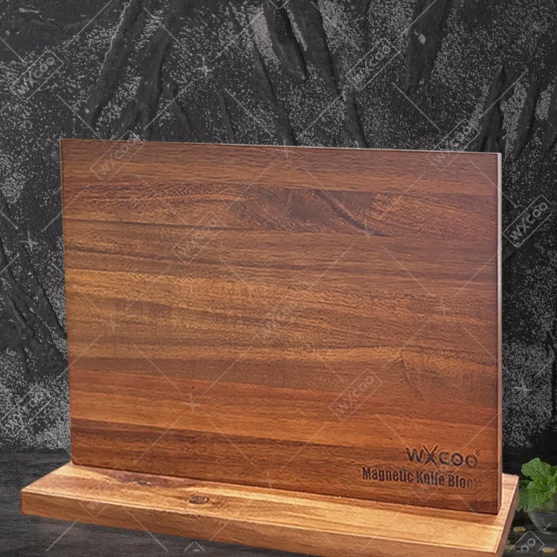 Home Kitchen Magnetic Knife Holder Acacia Wooden Kitchen Knife Block Storage Knife Holder Strong Enhanced Magnets Stands view 5