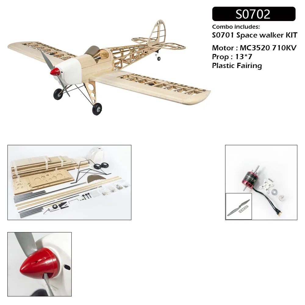 DW Hobby 1.6M Space Walker Bausatz – 63 Zoll 1:5 Maßstab Balsa Elektro-/Benzin-RC-Flugzeug S07 – Detail 29