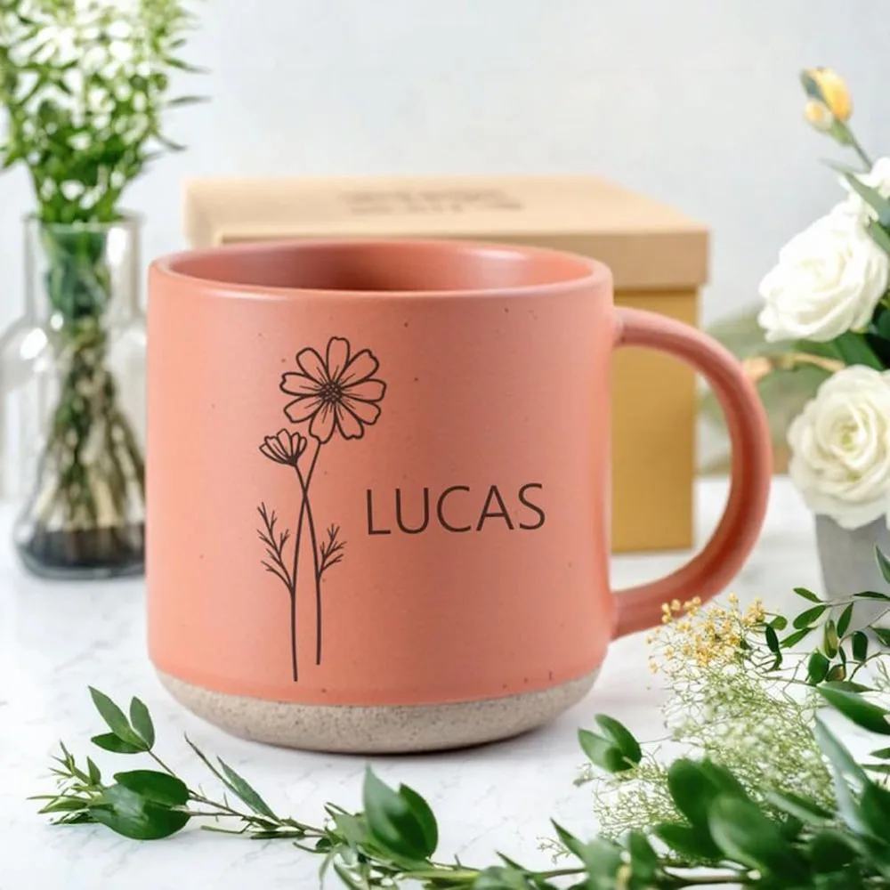 

Custom Pottery Mug Personalized Birth Flower Mug With Custom Name For Mom Family Bestie Birthday Christmas MotherS Day