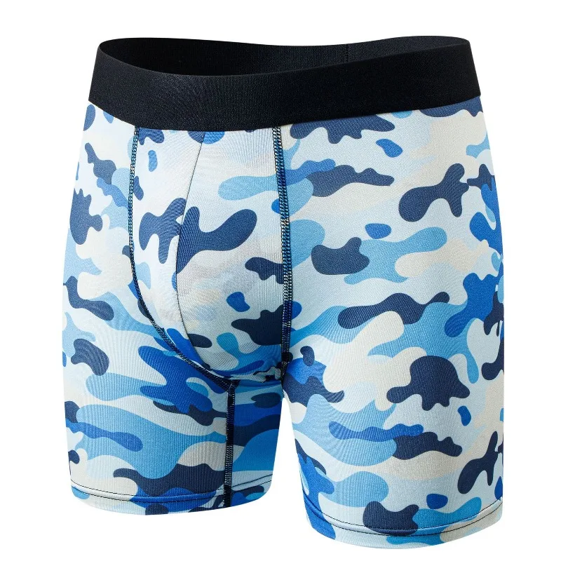 Factory direct sales of European and amouflage printed breathable boxers, quick-drying four-corner pants, cross-border