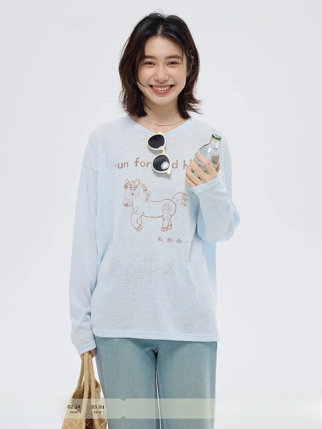 

Легкая женская футболка GOOZA с длинным рукавом и принтом, летняя, дышащая, из хлопка, с круглым вырезом, повседневная, удобная.