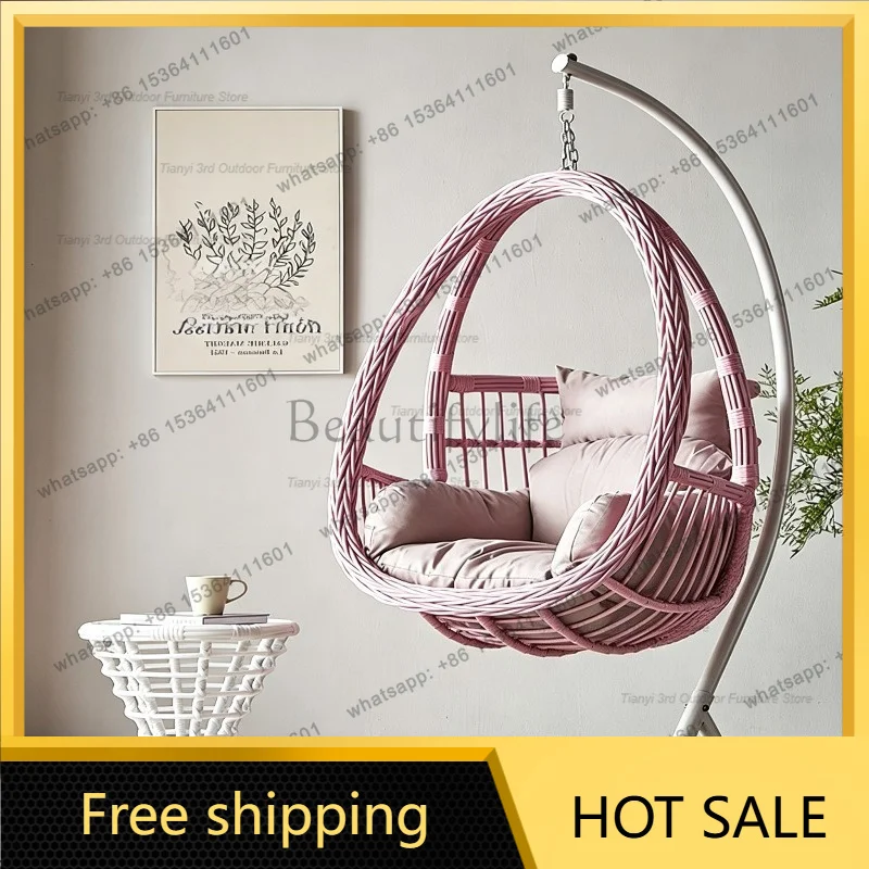 Best Sellers Nordic Double Rattan Hanging Chair Modern Minimalist Balcony Garden Rocking Chair Courtyard Leisure Swing Outdoor F