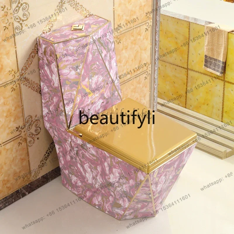 60.Personalized diamond gold toilet anti clogging siphon water-saving color toilet