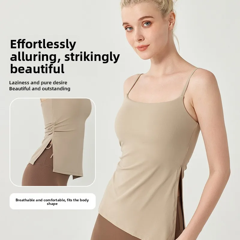 

Плиссированный топ для йоги на шнурке для женщин, спортивный бюстгальтер для похудения с фиксированными подушечками, летний