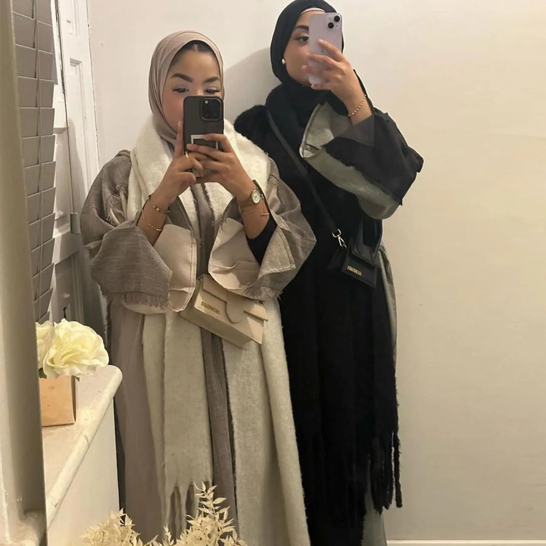 Dubai Eid Nappa Aperto Kimono Abaya Donne Musulmane Maxi Vestito Caftano Kebaya Ramadan Islam Abbigliamento Jalabiya Caftano Musulmane Robe