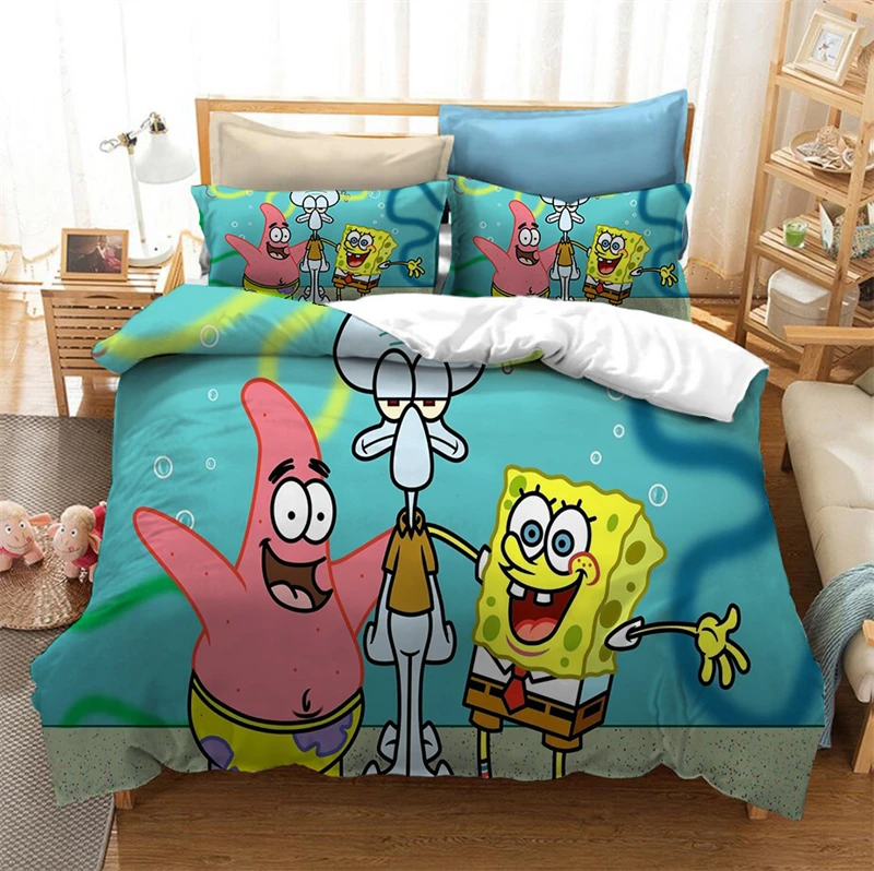 Simpatico cartone animato 3d Spongebobs personaggio stampato Set biancheria da letto Set copripiumino federa AU EU US Twin Queen King Super King Size