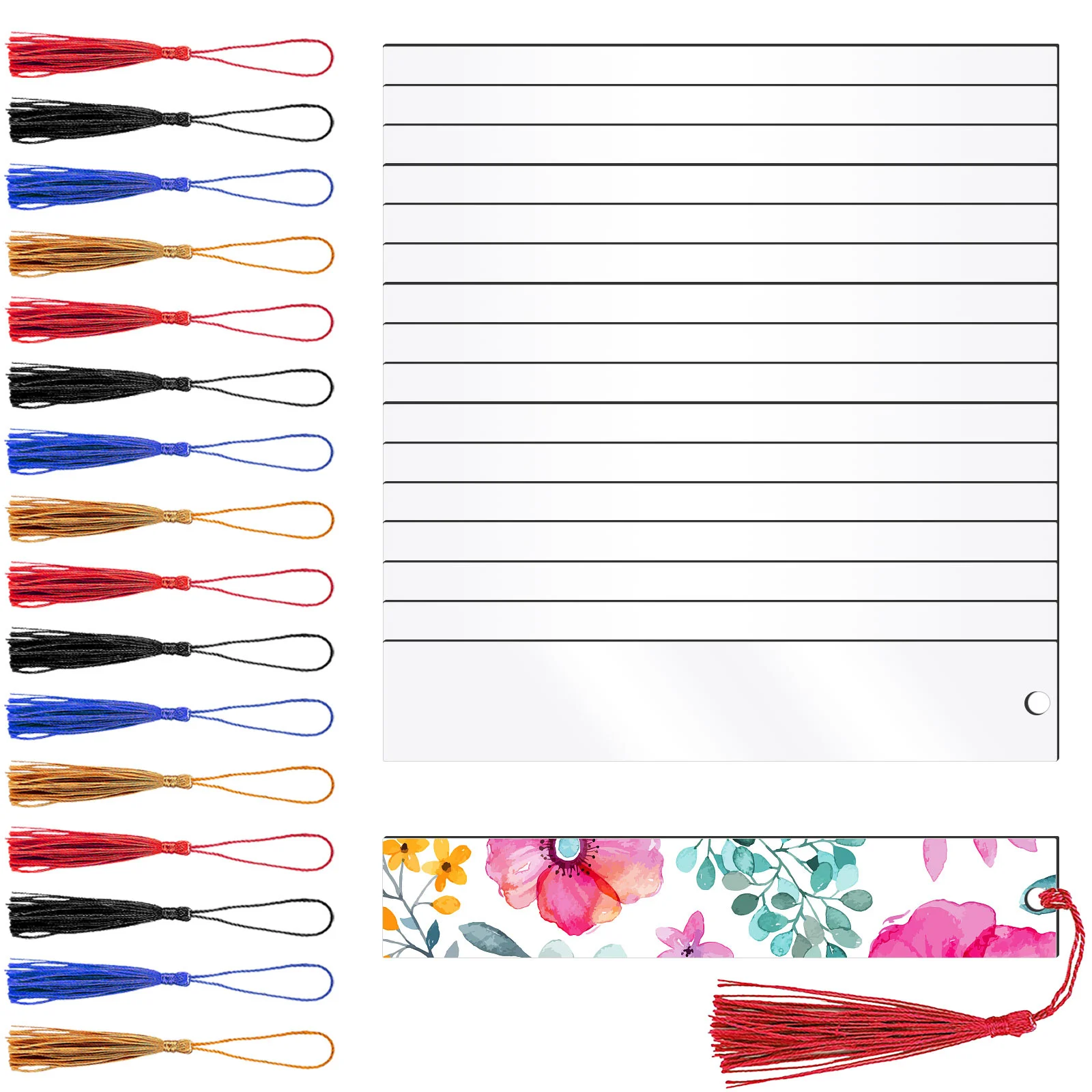 40 قطعة الإشارات المرجعية شرابة واضح الاكريليك فارغة مستطيل شفاف Diy بها بنفسك كتاب علامات للأطفال الطلاب الهدايا العلامات شنق تسميات