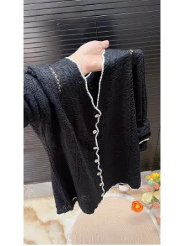 Fashionable Large Size Early Autumn Single Button Knitted Vest Color Block Design Sleeveless Top for Young Women