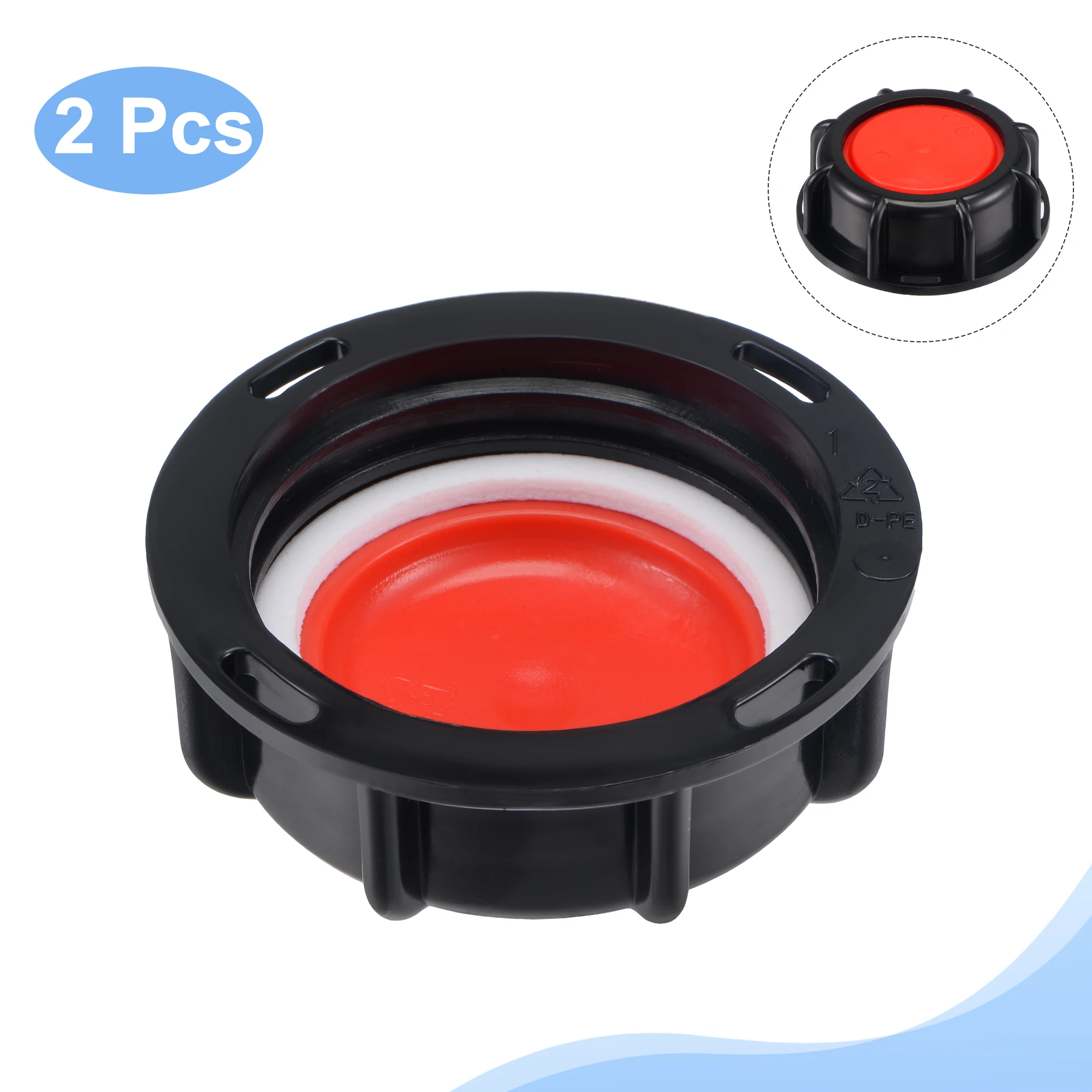 2Pcs IBC Tank Valve Adapter Connector 56mm ID Coarse Female Thread Plastic Water Tote Cover Lid Cap with Gasket Pipe Fitting