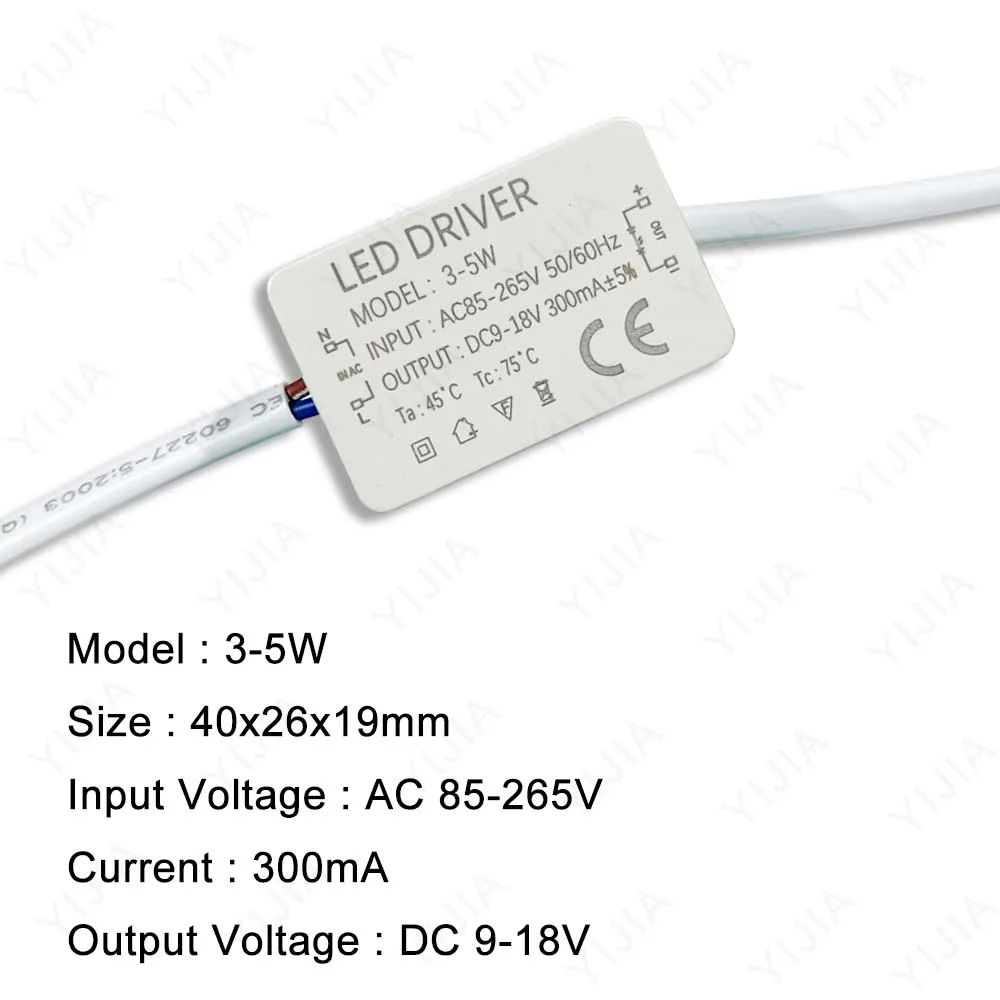 Driver LED 300mA 1-3W 3-5W 4-7W 8-12W 12-18W 18-25W 25-36W Alimentatore LED 350mA AC85-265V Trasformatore di illuminazione LED