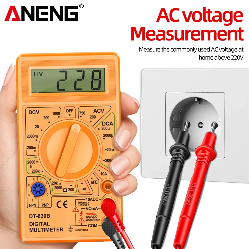 ANENG DT830B Multimeter Tester 1999 Counts  AC/DC Voltmeter Ammeter  Handheld Digital Multimeters Professional Ohm Tools