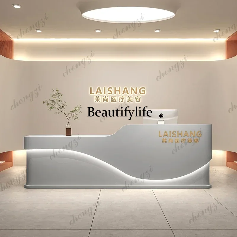 A68 reception desk pulpit stand for church luxury beauty salon storage business Logo designer office furniture cashier counter d