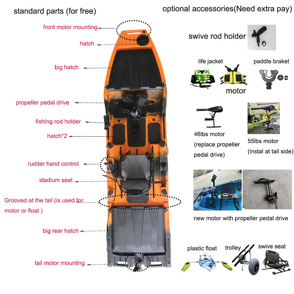 Vicking Kayak Sit-On-Top Electric Motor Kayak with Pedal Drive and Swivel Rod Holder for Ocean Fishing Durable PE Construction
