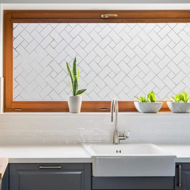 GOOD-Window Film Privacy Electrostatic Adsorption Herringbone Glass Film Frosted Window Sticker