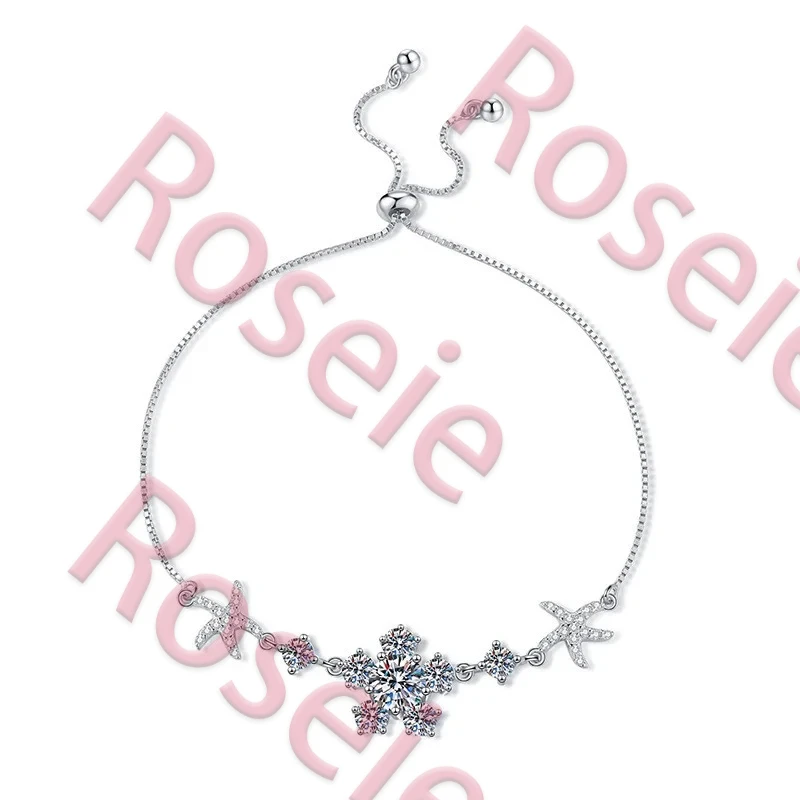 

Браслет Roseie 2026: Модный, роскошный, классический, трендовый, с муассанитом 1 карат, дизайн «Морская звезда», для женщин, из стерлингового серебра 925 пробы, ювелирное украшение для вечеринок