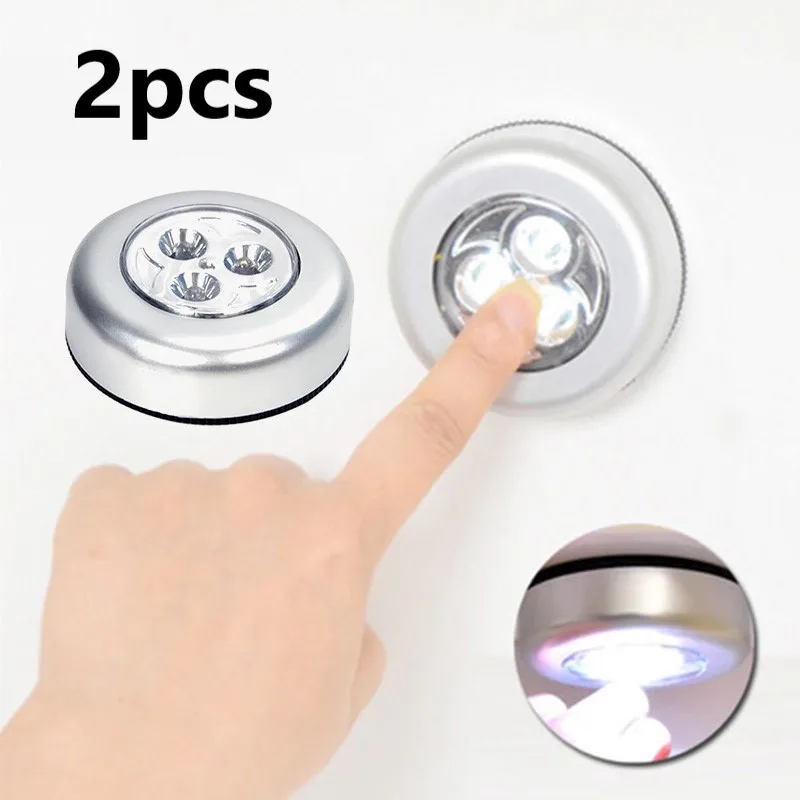 LED Touch Push Light 2 Pack with Responsive Button Spot Illumination for Bookshelves Drawers Bars Cabinets and Outdoor Night Use