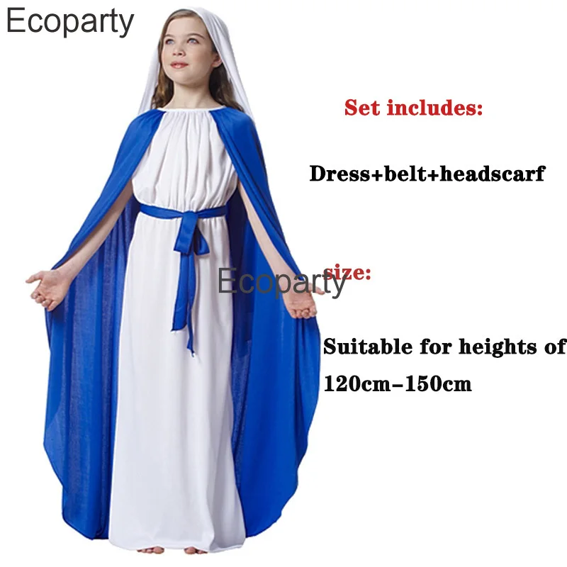 Halloween Adult Children Christ Jesus Virgin Mary Cosplay Costume For Men Women Jesus Robe Cloak Uniform Set Purim Party Outfits