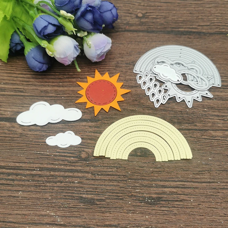 Rainbow Sun Metal cutting dies mold Round hole label tag Scrapbook paper craft knife mould blade punch stencils dies