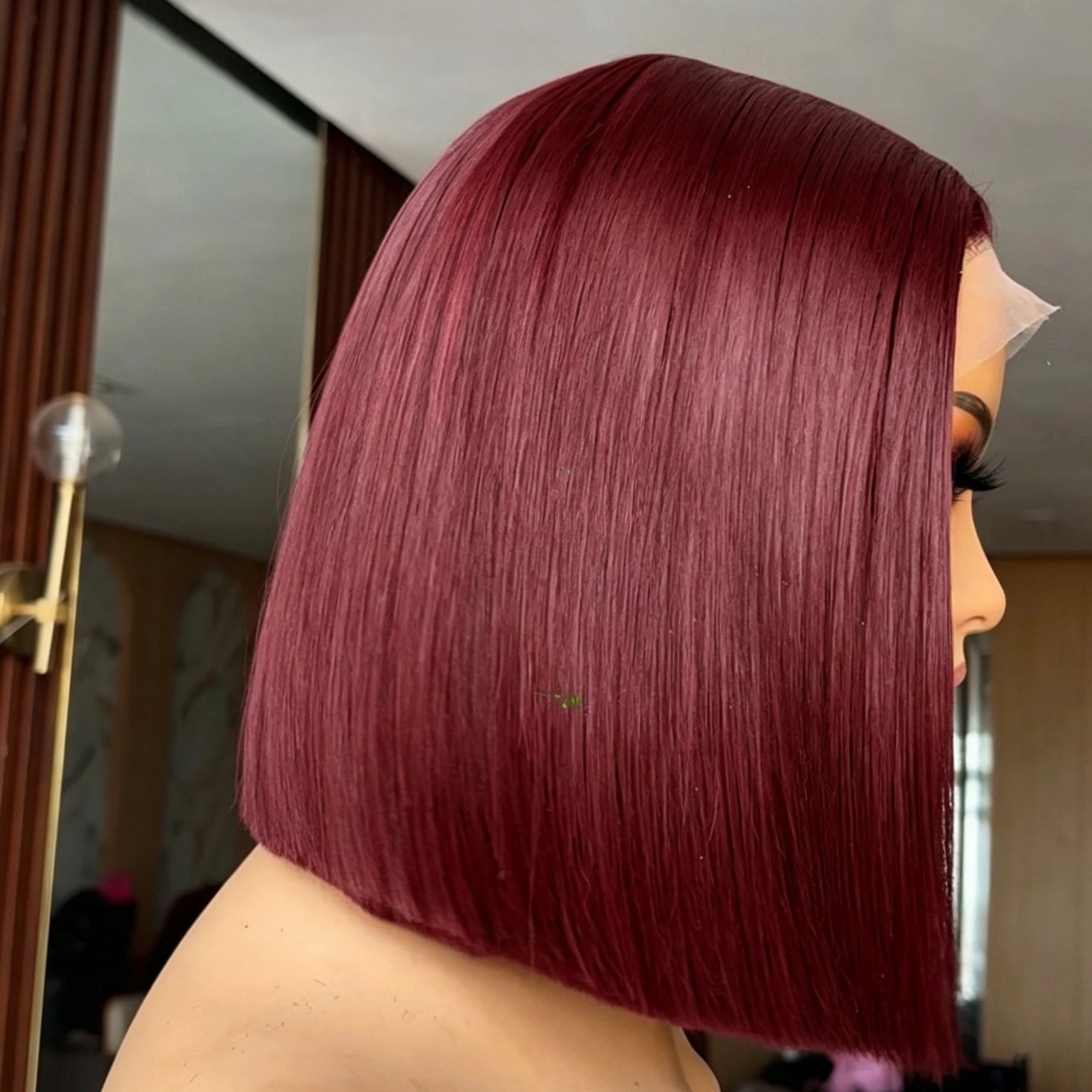 

99J Red Burgundy Color Short Bob Cut Straight 13X4X1 HD Full Lace Frontal Wigs For Women Preplucked Baby Hair Free Gifts Soft