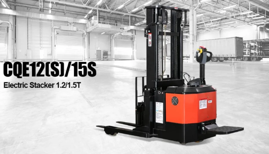 1.5ton Capacity Container Material Handling Electric Counterbalance Stacker with Scissor Fork