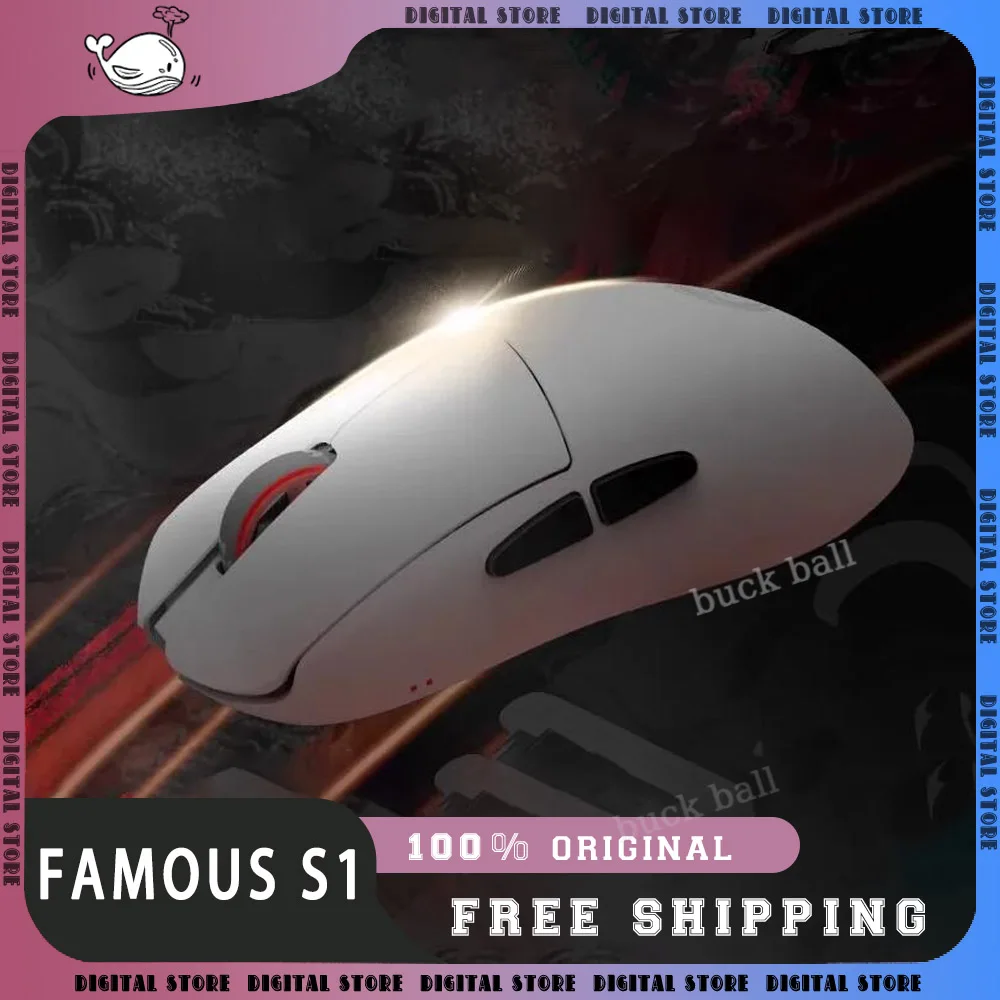 WOOKING FAMOUS S1 Wireless Mouse Three Mode 8K PW3950 Gaming Mouse Lightweight 600mAh Ergonomics Custom Mice Pc Gamer Accessory