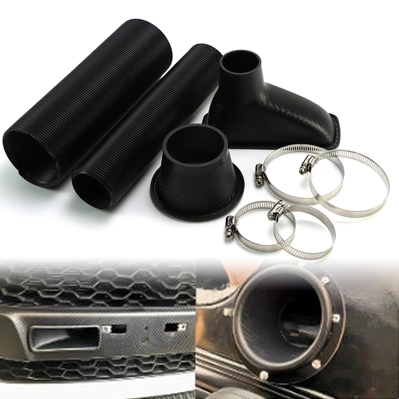 Kühlungs-Luftansaugkit für Automobile - Kohlefaser-Optik Frontstoßstange Runder/Quadratischer Luftansauger - Mit 1 Meter langem Teleskoprohr – Detail 1