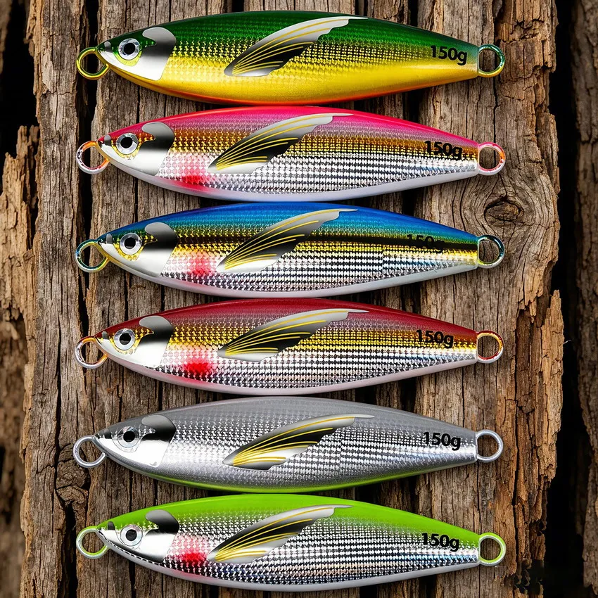 1pc 30g-120g Micro Slow Sink Quality Metal Jigging Fishing Lure Dubstep With Wing Skin Tuna Bass Spoon Jig Sea Boat Lure