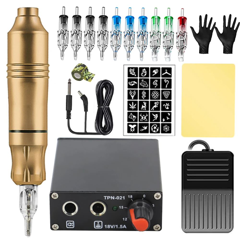 Komplettes Patronen-Tattoo-Stift-Maschinen-Set mit Tattoo-Netzteil, Pedal und Patronennadel für Tattoo-Künstler-Set – Detail 4
