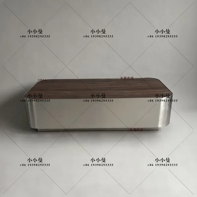 Nordic Minimalist Rectangular Stainless Steel Coffee Table Large Flat Floor Creative Light Luxury Design for Villa Hotel