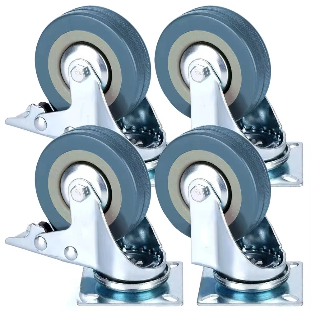 4pcs/set 2 Inch Heavy Duty Casters Load 50kg Lockable Bearing Caster Wheels with Brakes Swivel Casters for Furniture Workbench