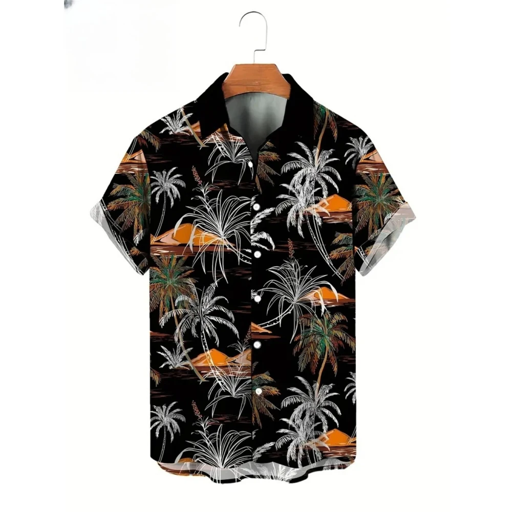 Fashion Trend 3D Leopard Leaves Flower Print Shirts Men Hawaiian Loose Breathable Clothes Streetwear Men's Casual Beach Shirt