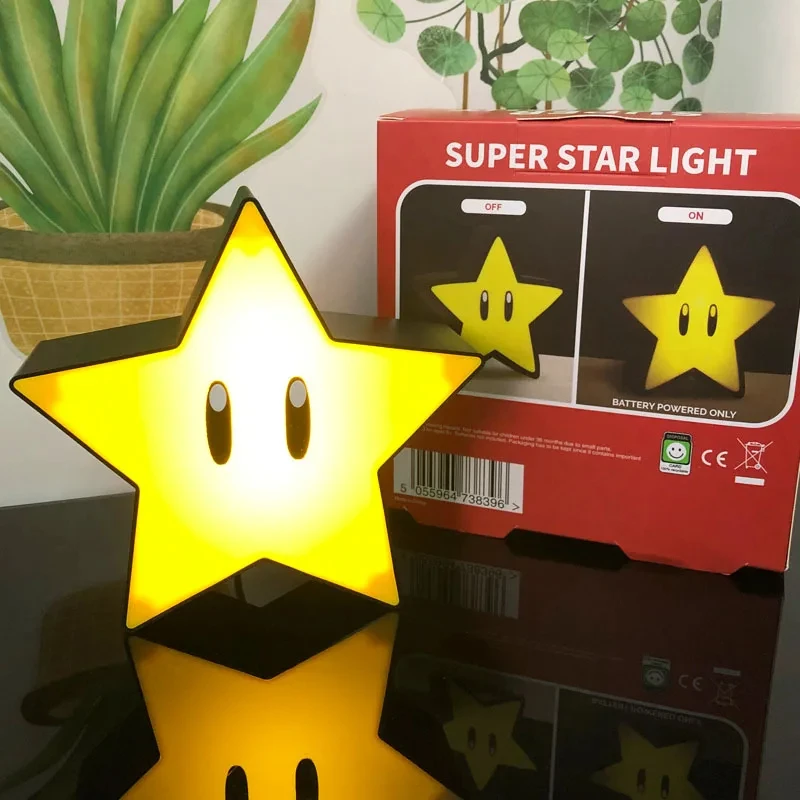 Super Mario Bros Lamp Super Star Light Led Music Night Light Sound Usb Charging Desk Lamp For Gifts Toys