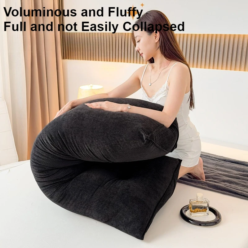Extra Large Wedge Pillow-Heavy-Duty Cushion,Extra Long Backrest & Lumbar Support for Bed,Sofa,Couch /Side Pocket Storage Design