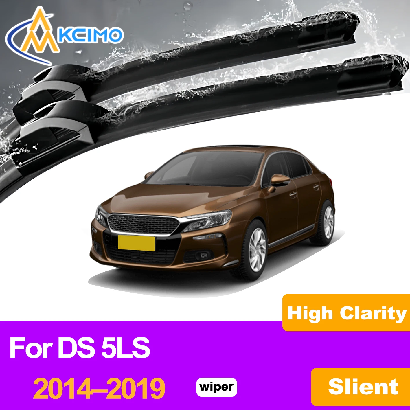 

KCIMO 2PCS Front Windshield Wiper Blades For DS 5LS 2014–2019, High Quality Durable Rubber Auto Window Wiper Replacement Set