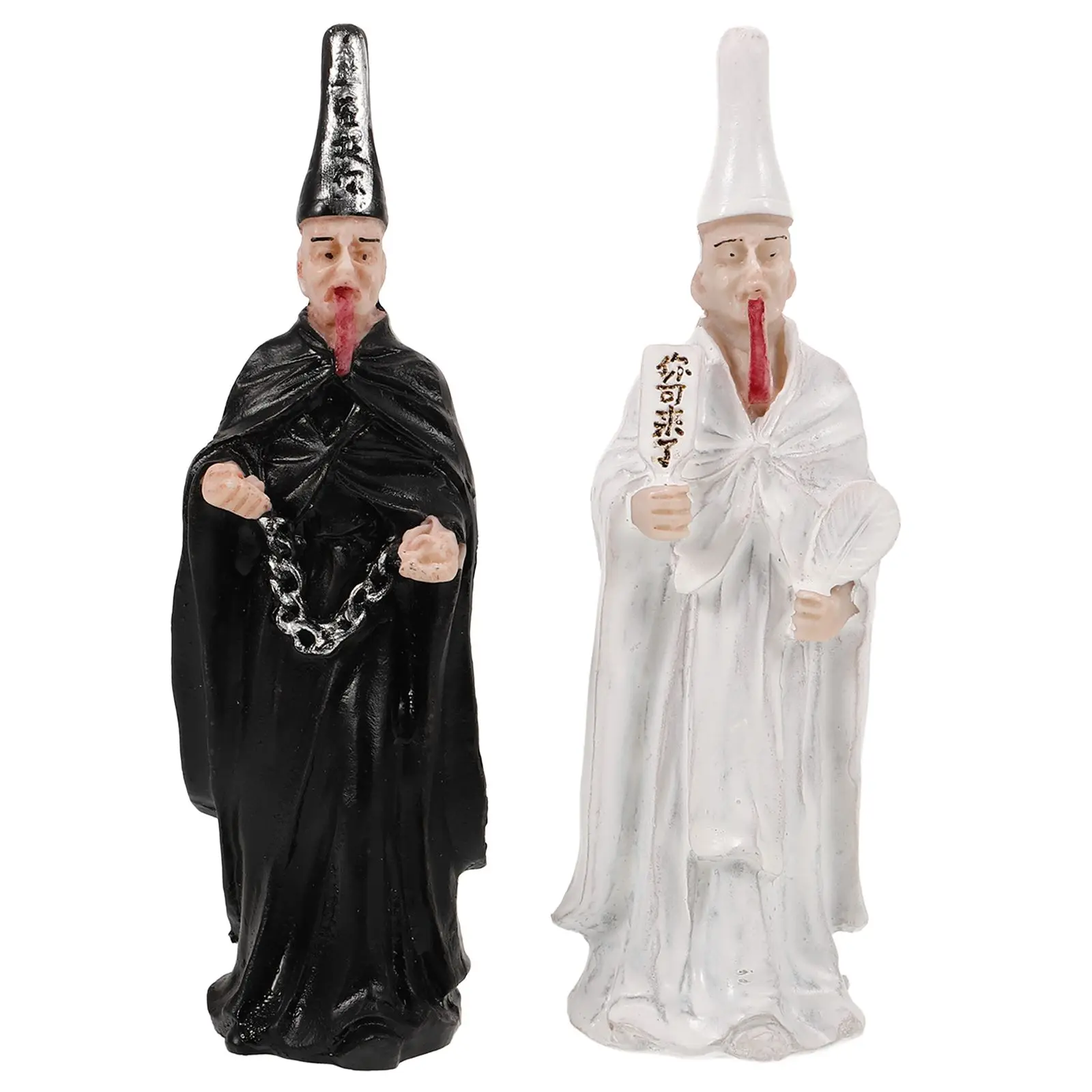 

2 Pcs Black White Resin Figures Accessories Gothic Decor Horror Figurines Creepy Statues Waterproof Crafting