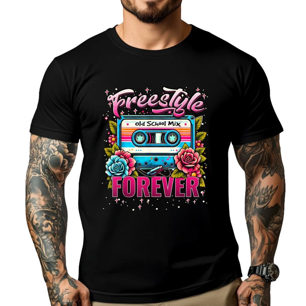 

Freestyle Forever 80s Cassette Perfect Concert Blank T Shirt 100℅ Cotton Student Men Short Sleeve Tee