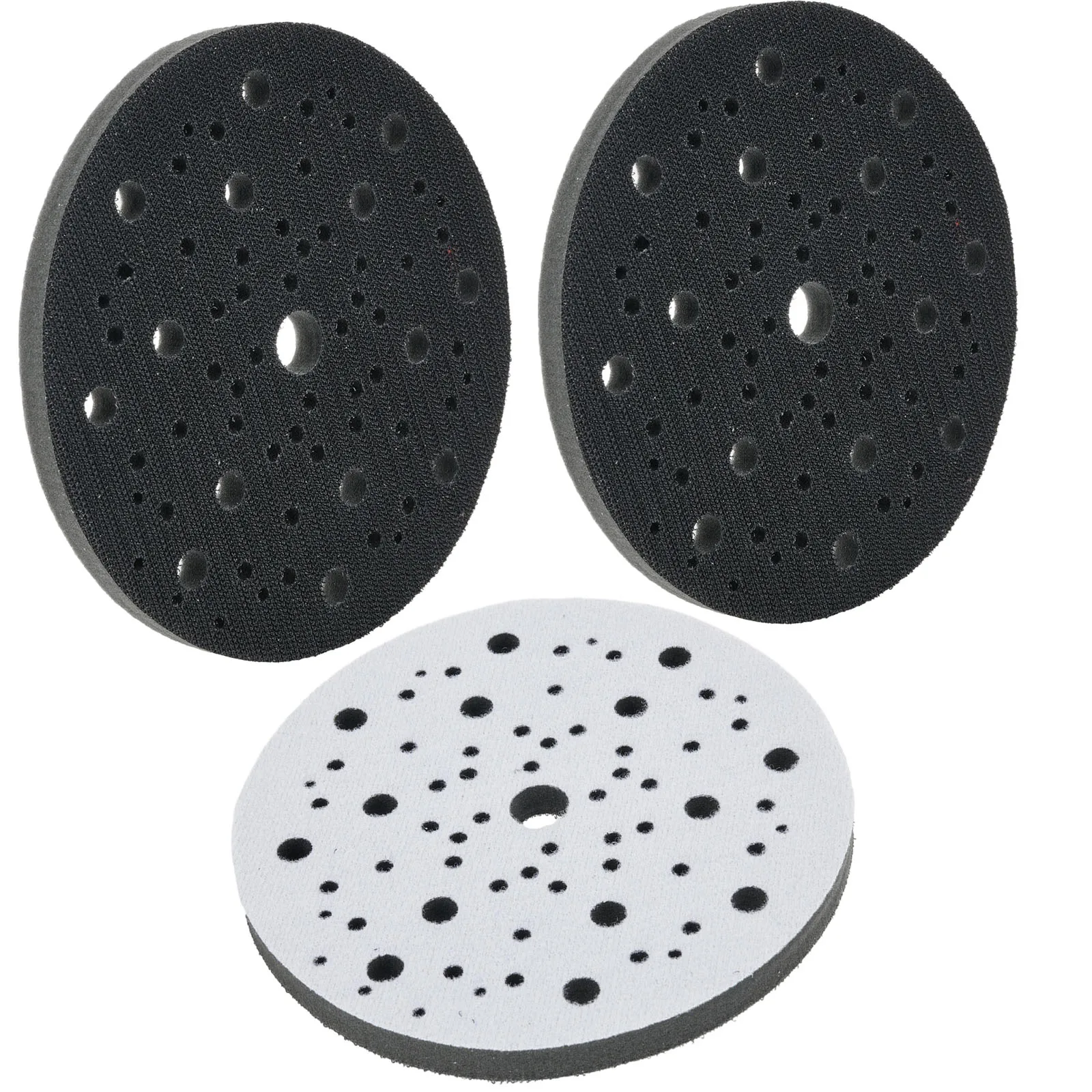 Almofadas de polimento de 6 polegadas, 70 furos, 150mm, esponja macia, discos de lixa, almofadas de interface, polimento suave e lixamento, 3 peças