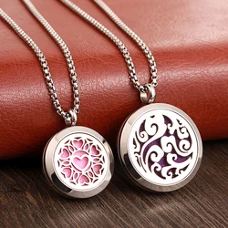 New Stainless Steel Tree of Life Aromatherapy Necklace Perfume Essential Oil Diffuser Necklace Locket Pendant Necklace Men Women
