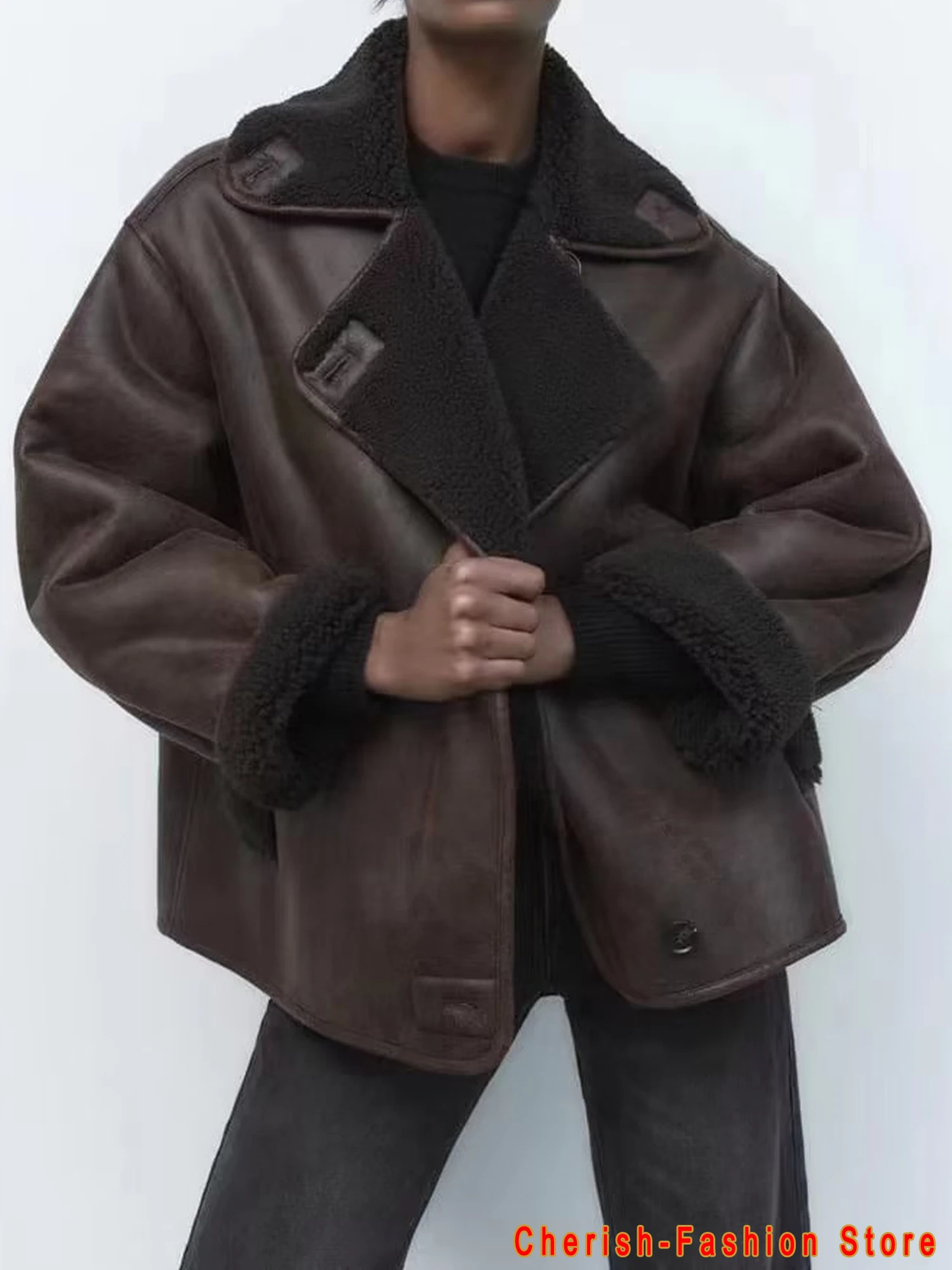 Imagem -03 - Cabolsa de Couro Camurça Pele de Carneiro Feminino Outwear Shearling Cordeiro Manga Longa Zíper Curto Marca Moto Biker Inverno 2023