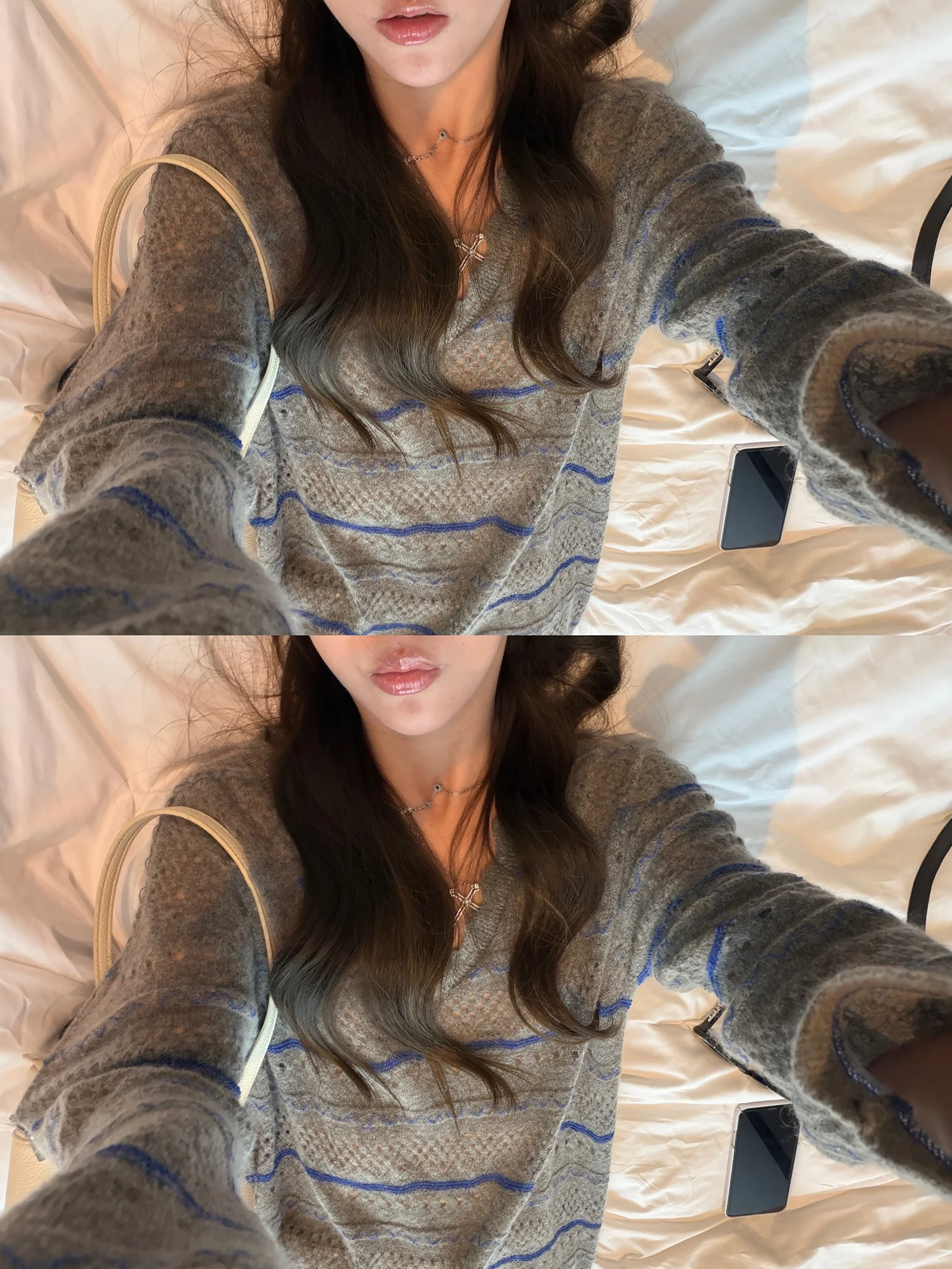 

Вязаный свитер Aonline Foggy Ci Letter Light Blue для женщин, свободный крой, тонкий, повседневный, с длинными рукавами