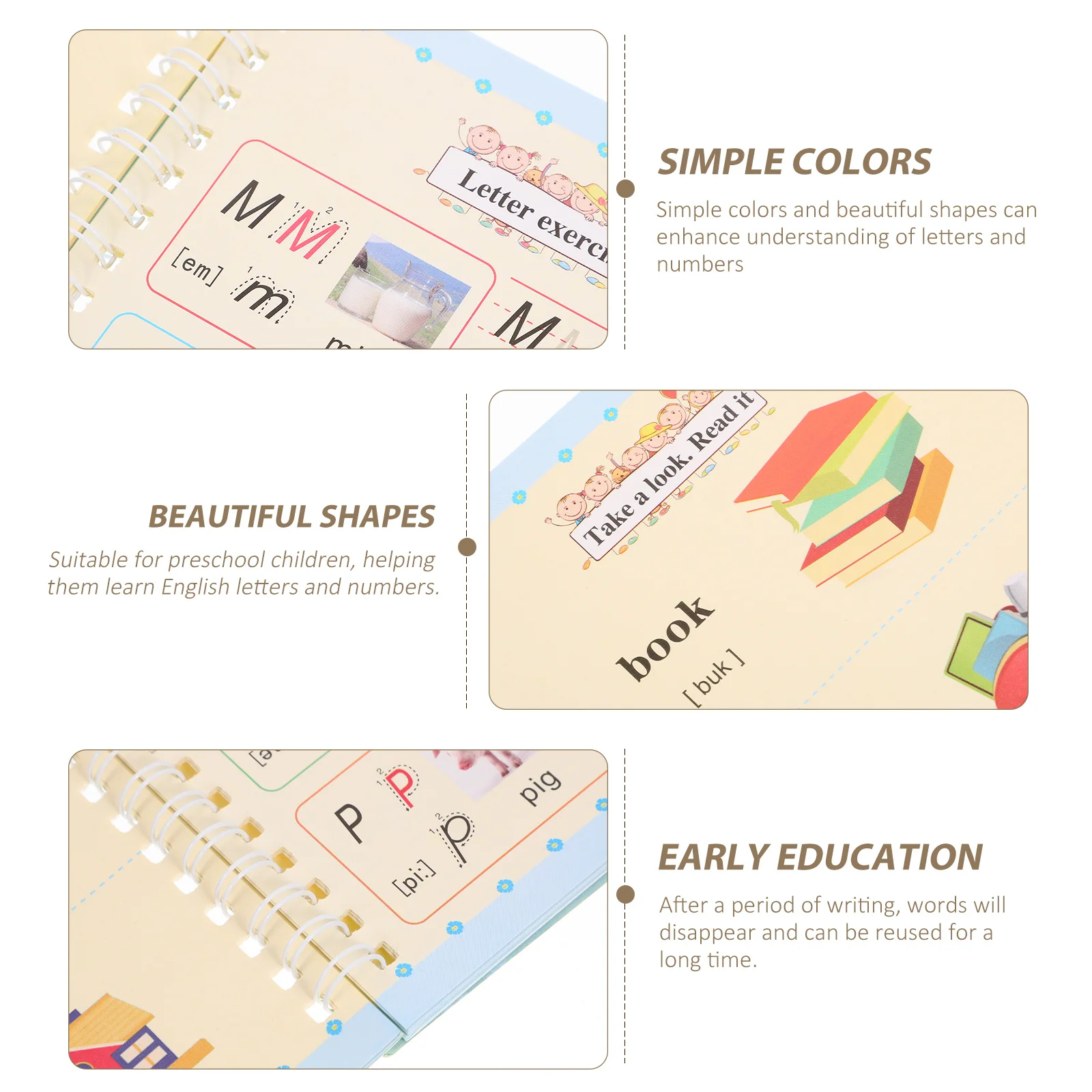 1 set 1 Set Of Practice Copybooks Calligraphy Training Book Grooved Handwriting Practice For Kids English Alphabet Math Drawing