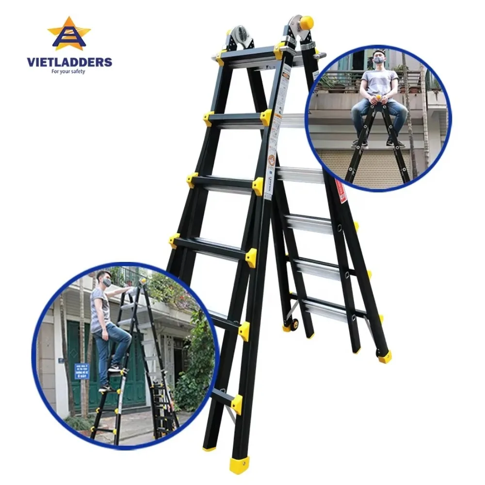 Aluminum 5-in-1 Extended Folding Ladder Multi-position ladder with multi-purpose EN131 standard 4x6 steps