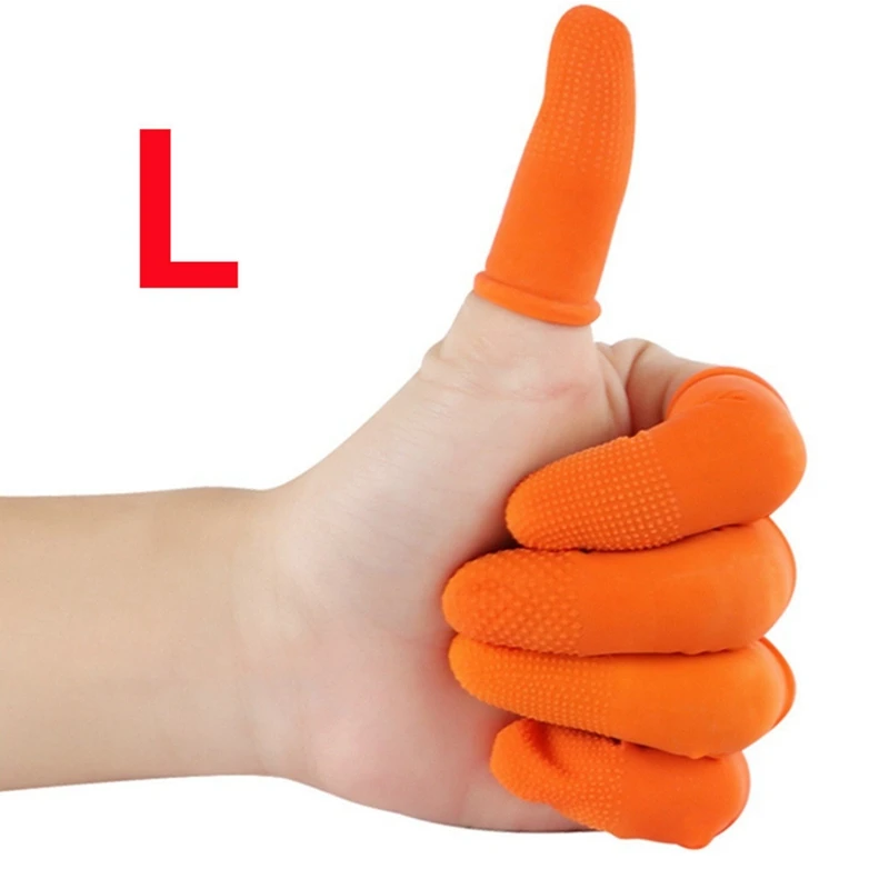 100Pcs Rubber Anti-Slip Finger Cots Orange Disposable Protective Finger Cots For Electronic Repair Durable Easy To Use