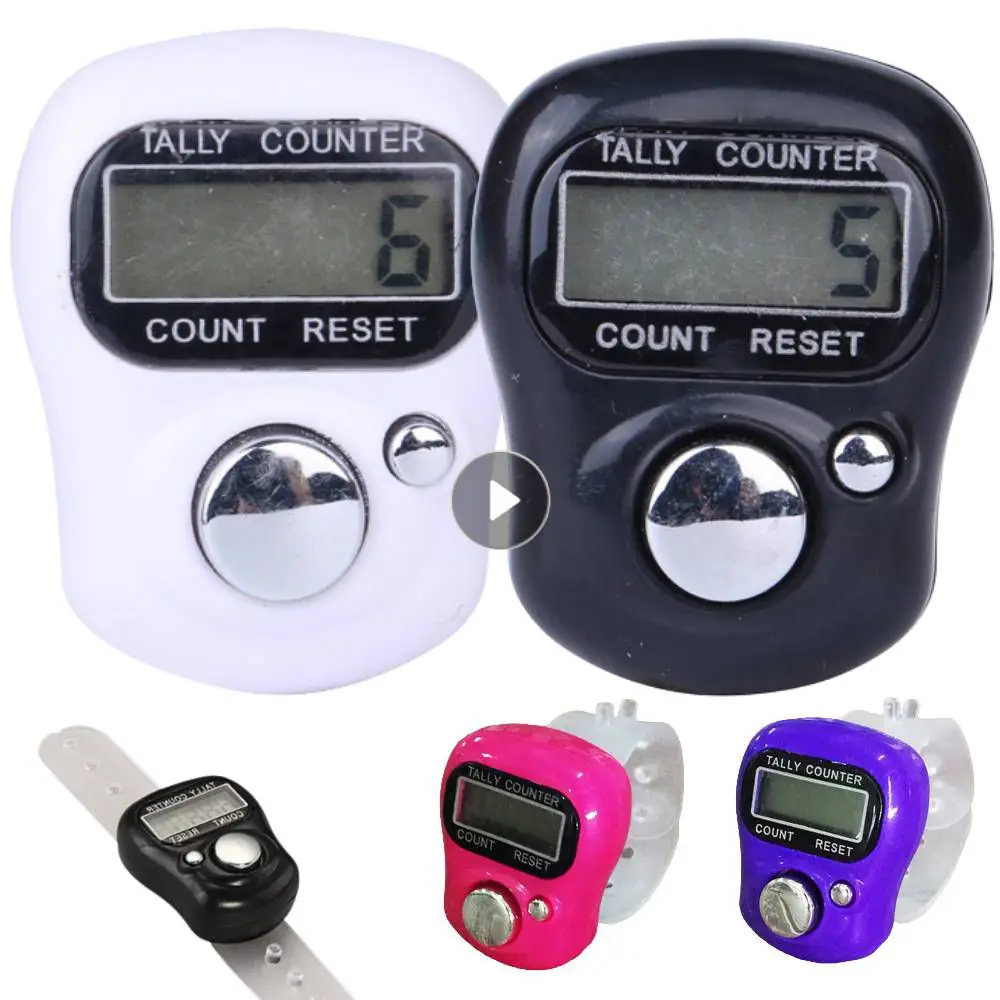 Mini Counter LCD Electric Digital Display Finger Ring Counter Key Hand Held Row Tally Counter Stitch Marker Analysis Instruments