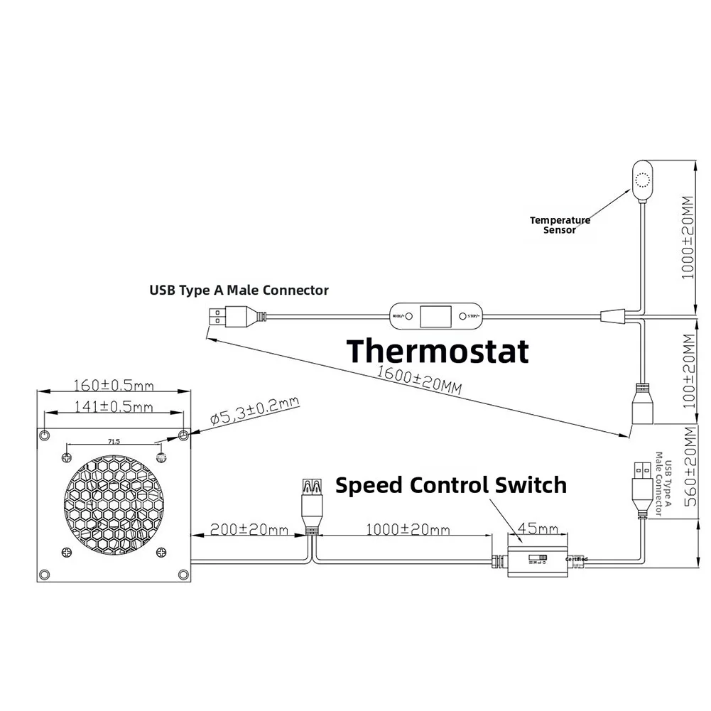 For AV Cabinets Three-speed USB Cooling Fan For Home Theater Black Usb Fan Three-speed Control Ultra-quiet 19.3dB