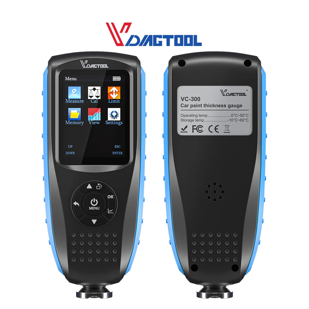 

VDIAGTOOL VC300 Car Paint Coating Test For Car Digital LCD Backlight Display Thickness Tester Meter Measuring Fe/nFe