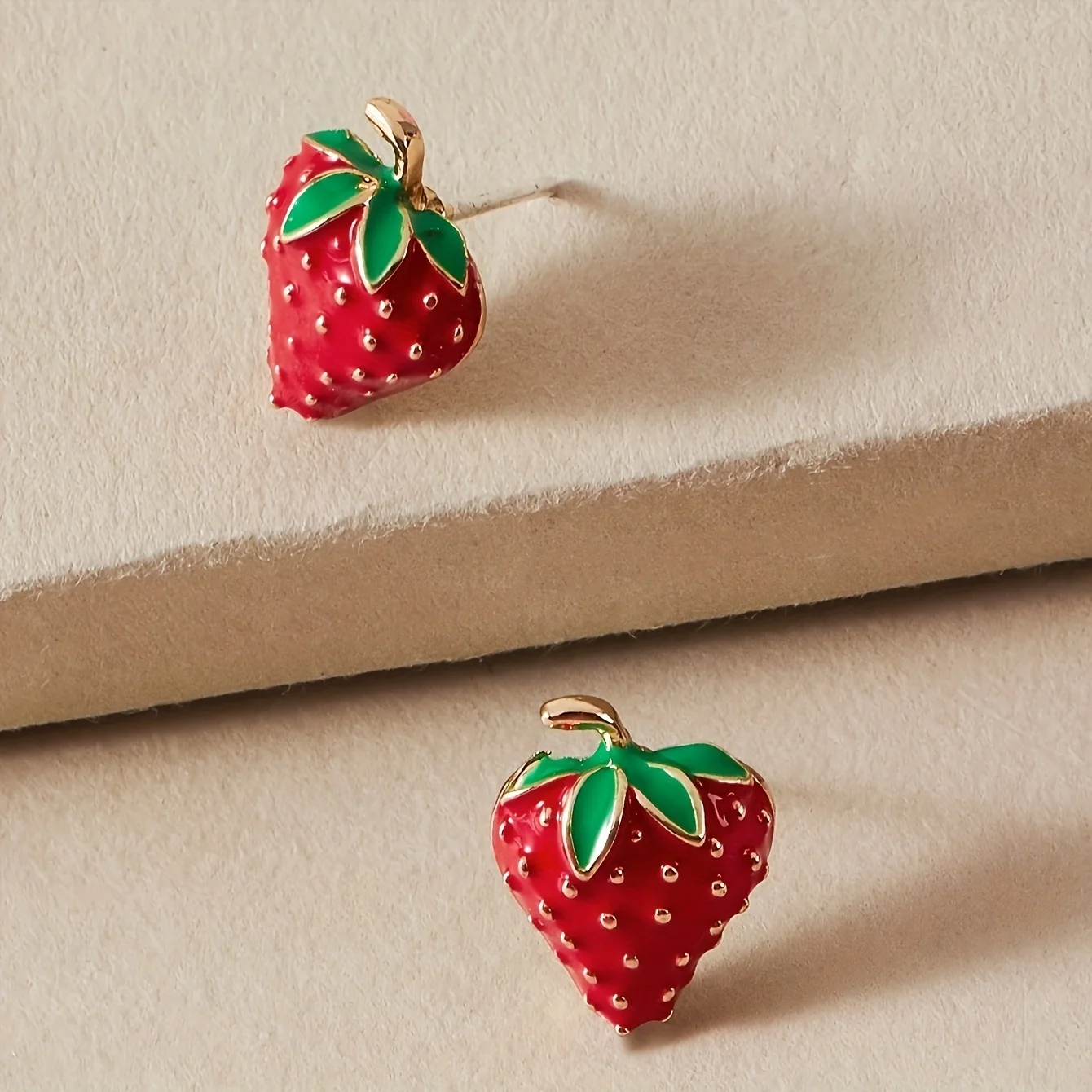 Tiny Sweet Red Strawberry Shaped Stud Earrings Jewelry Elegant Leisure Style Suitable For Women Summer Dating Earrings