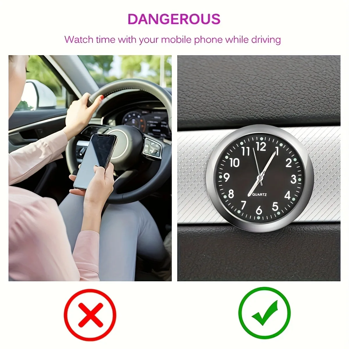 New Mini Car Clock Universal Car Dash Clock Luminous Internal Stick-On Digital Watch Mechanics Quartz Clock Car Accessories